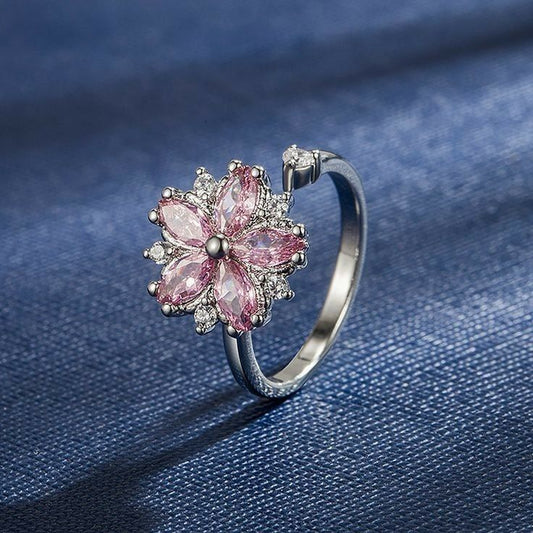 Pink Crystal Flower Ring