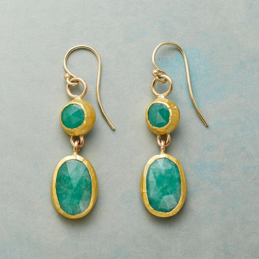 Turquoise Stone Gold Earrings