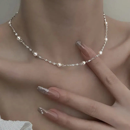 Elegant Necklace Of Shiny Pearls