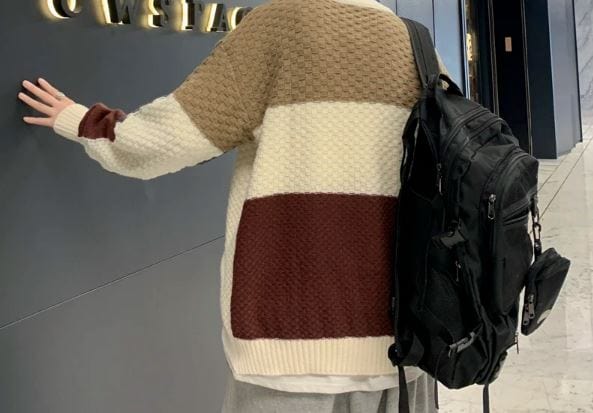 LD Gebreide jacquard trui met patchwork