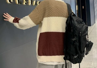 LD Gebreide jacquard trui met patchwork