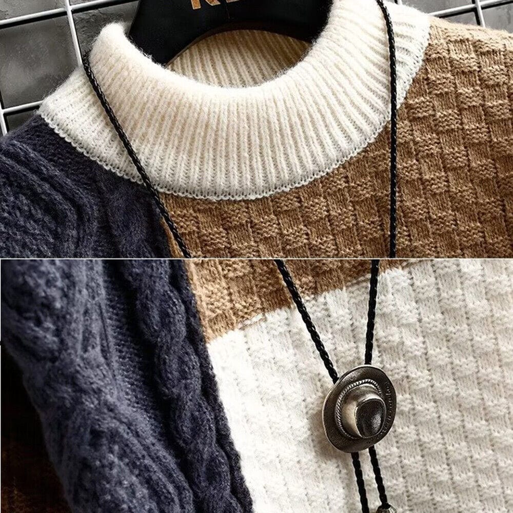 LD Gebreide jacquard trui met patchwork