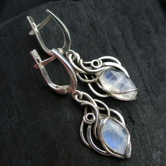 White Opal Dangling Earrings