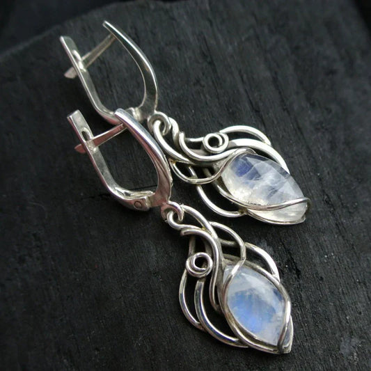 White Opal Dangling Earrings