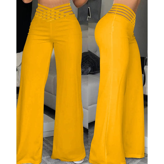 LD | Elastane flare broek met gekruiste tailleband