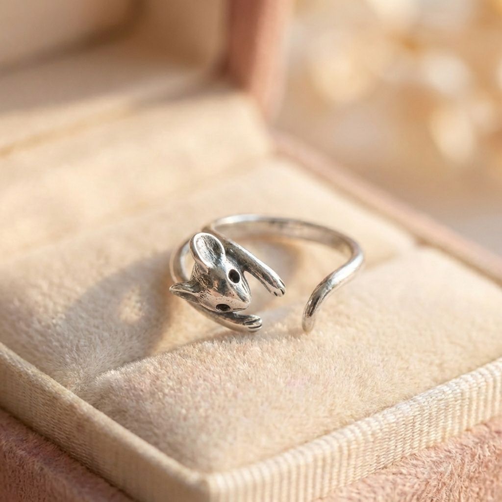 Vintage Mouse Silver Ring
