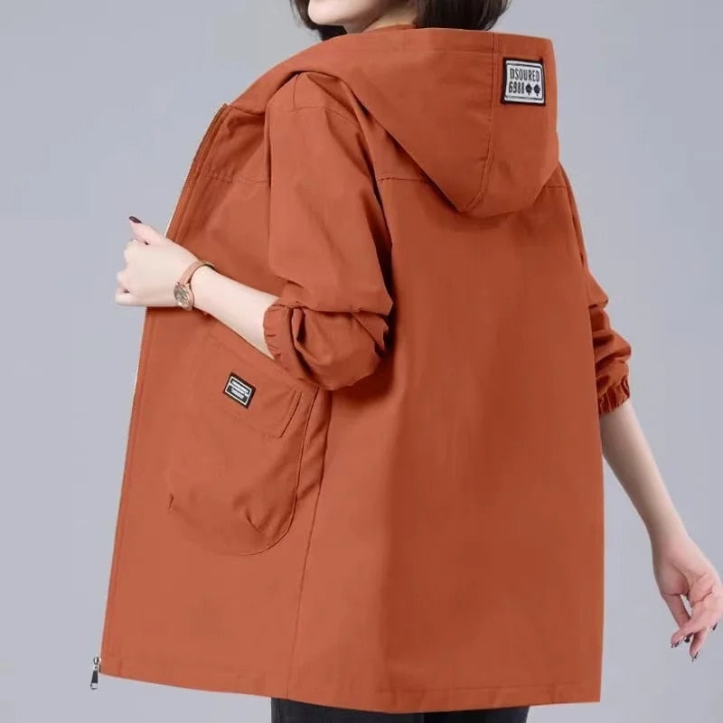 LD Lange voorjaarsjas met capuchon