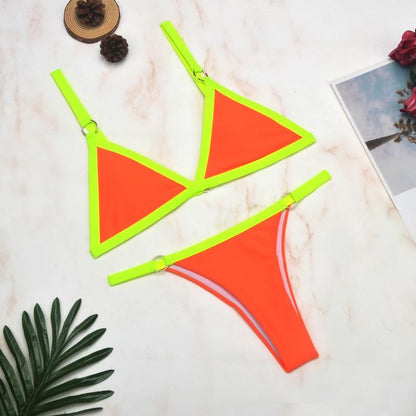 Benedetta® | Heidi-mode Two-piece Bikini Swimsuit With Gold-colored Metal Rings and Triangular Cups