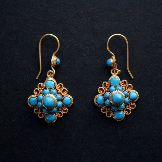 Vintage Blue Stones Mandala Earrings