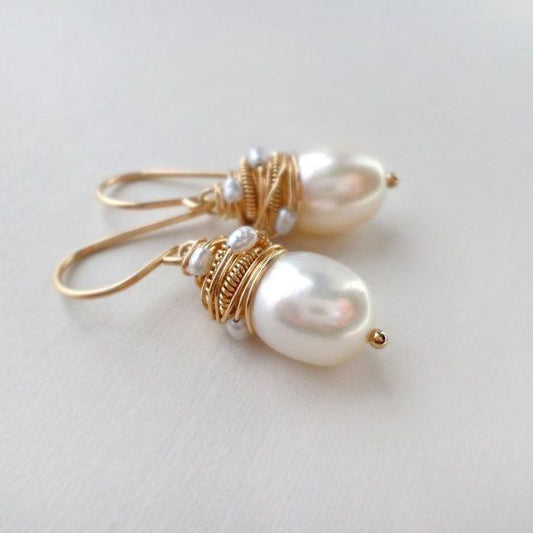 Pearl Golden Threads Earrings