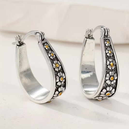 Meadow Daisy Elegance Hoop Earrings