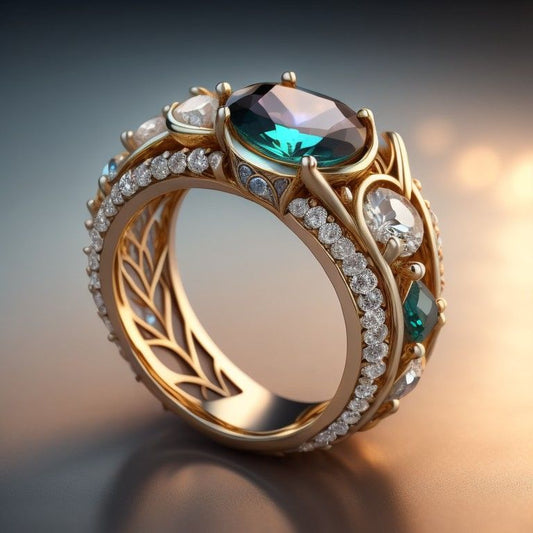 Exotic Zirconia Trail Turquoise Crystal Ring