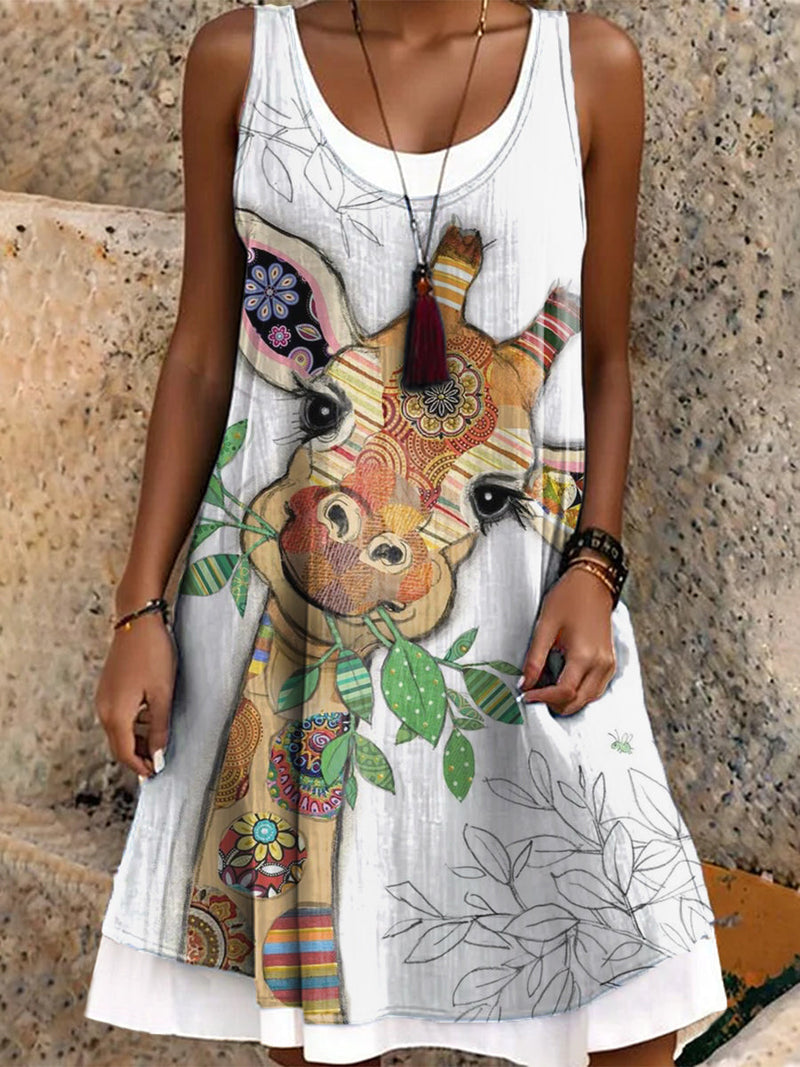 Women's Art Painting Hippie Print Tank Dress