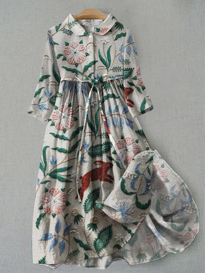 LD | Bloemen maxi jurk met knopen