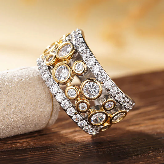 Dual Color Inlaid Zircon Ring
