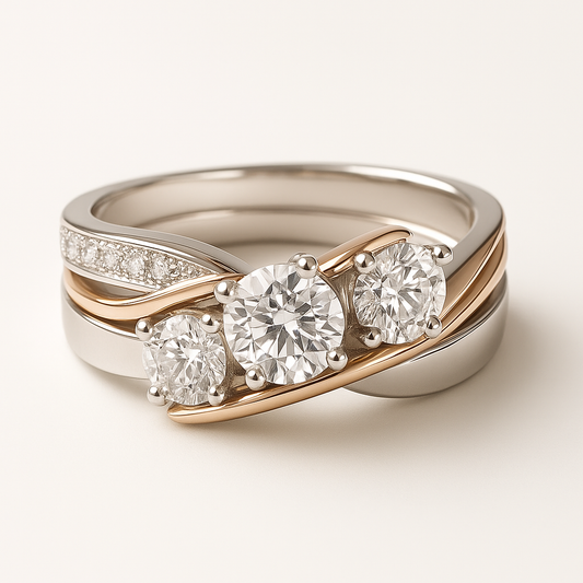 Vintage Gold & Silver Zirconia Ring