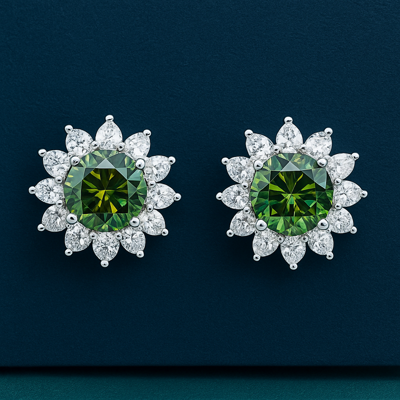 925 Silver Moissanite Snowflake Stud Earrings