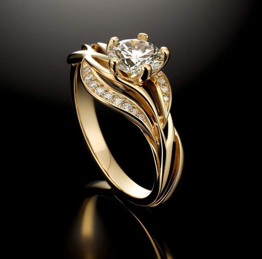 White Zirconia Stone Golden Ring