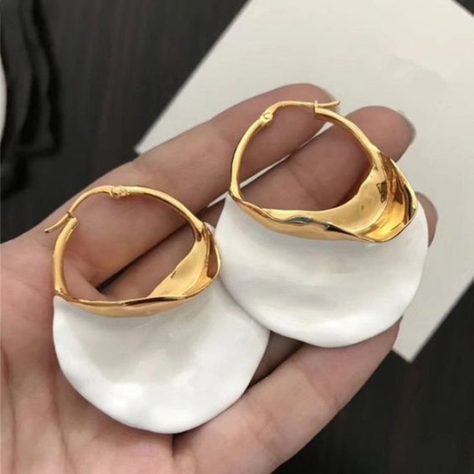 White & Gold Earrings