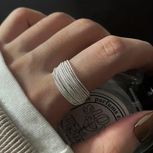 Layered Bright Silver Ring