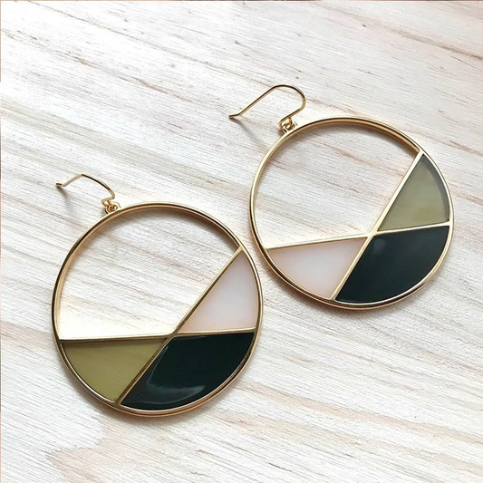 Rounded Hollow Green Earrings