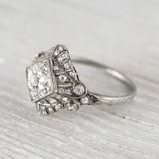 Vintage Inlaid Mandala Glass Ring