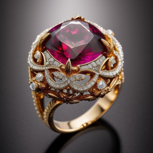 Exotic Garnet Crystal Hollow Bright Ring