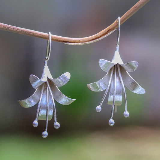 Silver Open Lotus Earrings