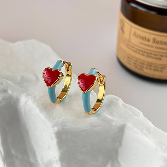 Red Heart Enamel Earrings