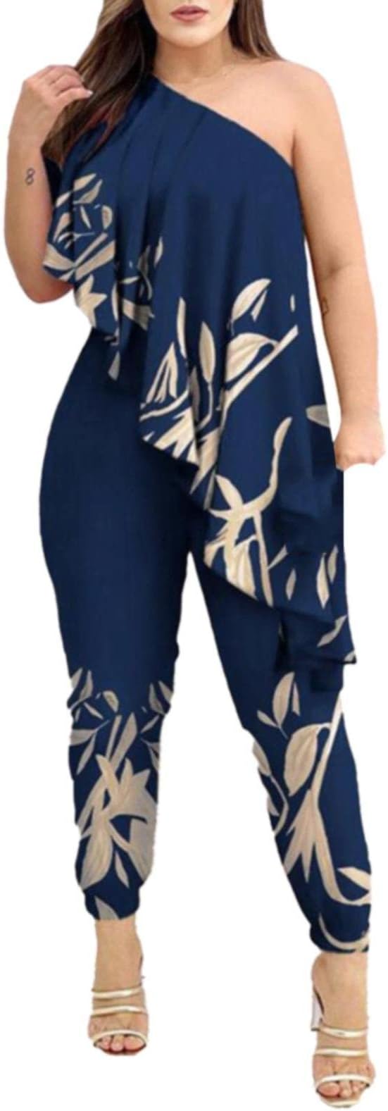 LD | Asymmetrische jumpsuit met ruches