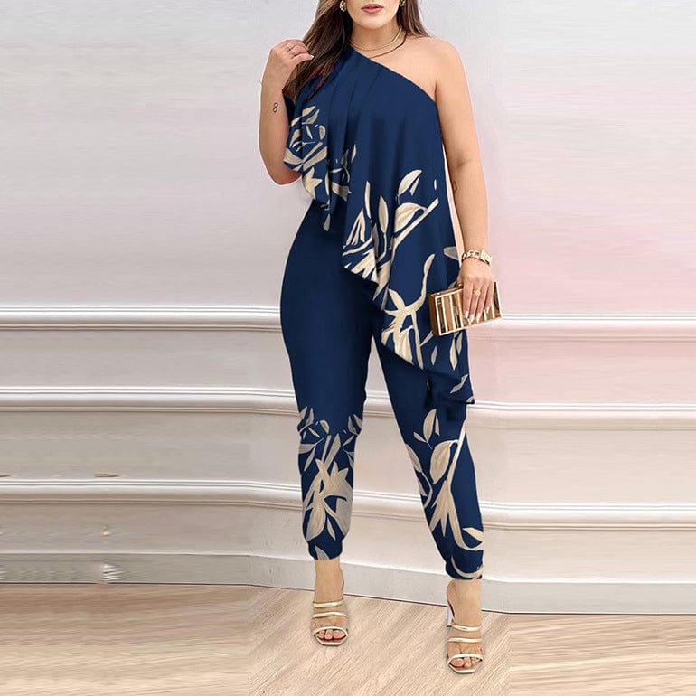 LD | Asymmetrische jumpsuit met ruches