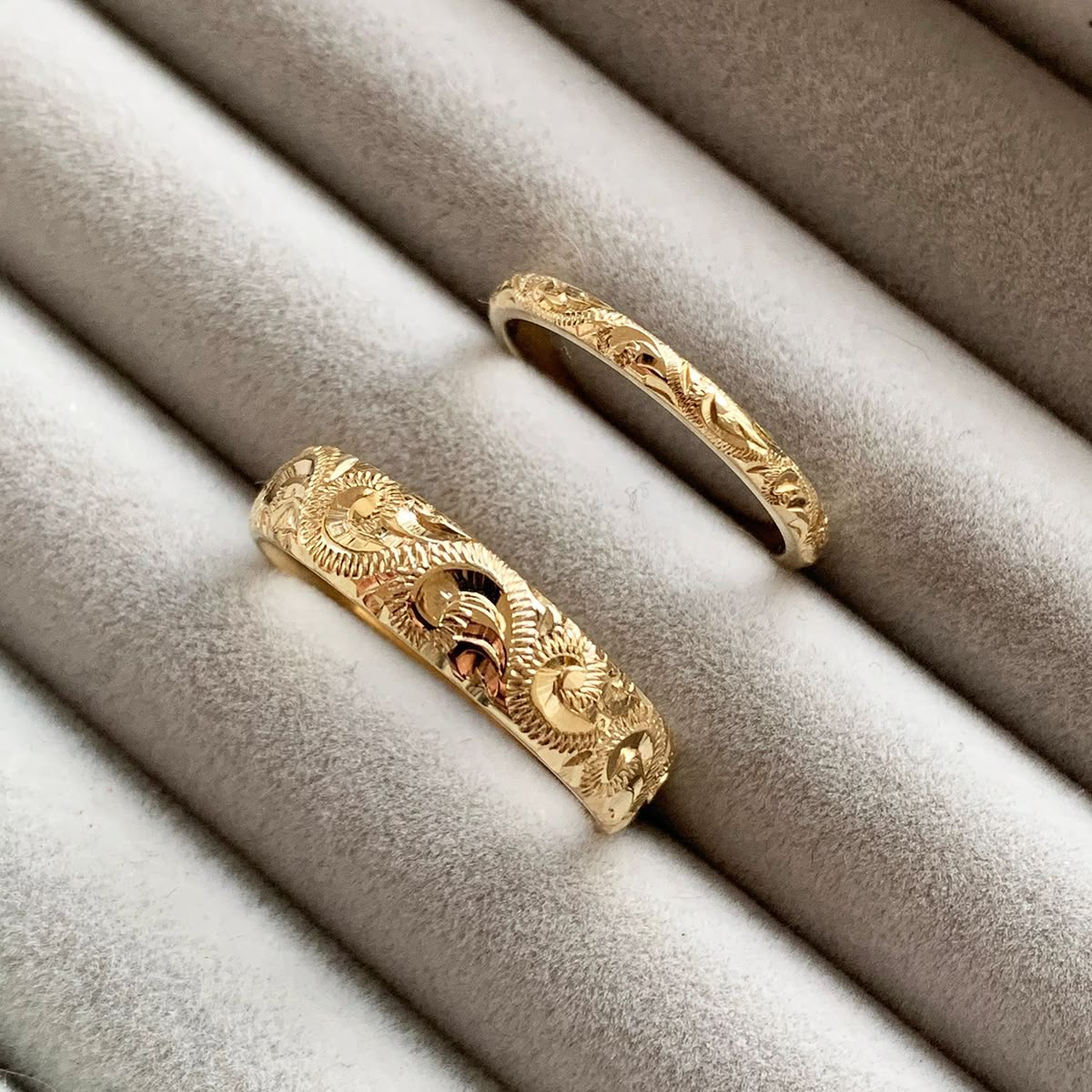 Engraved Gold Band Ring