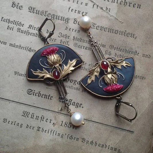Red Crystal and Pearl Earrings