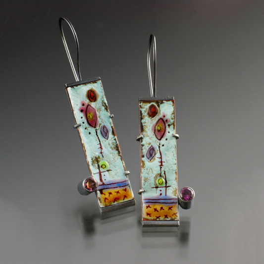 Vintage Earrings With Antique Enamel