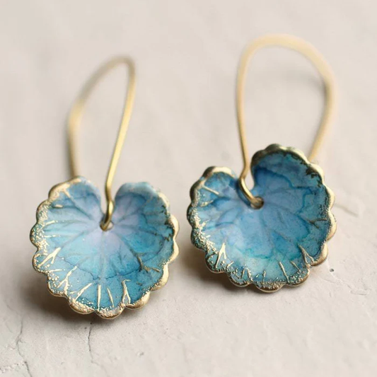 Blue Leaf Earrings