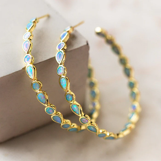 Golden Circle Opal Earrings
