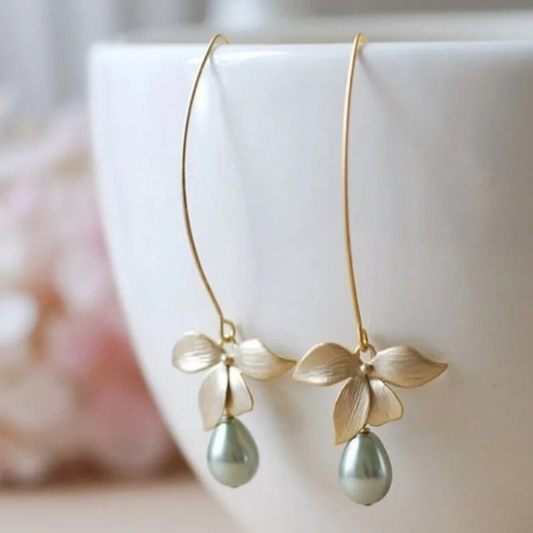 Dangling Olive Pearl Earrings