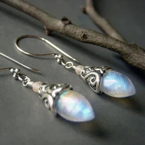 Moon Crystal Earrings in Silver