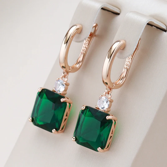 Green Cubic Crystal Earrings