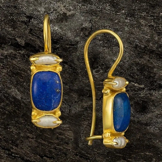 Earrings in Blue and Gold