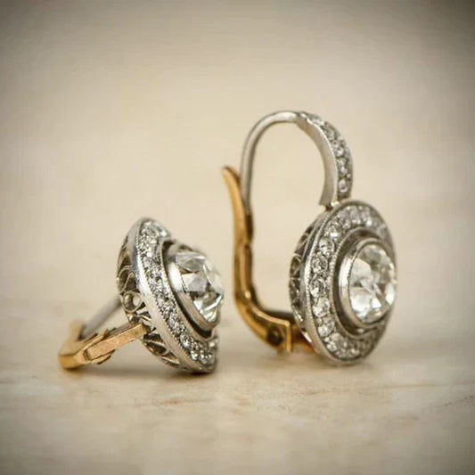 Earrings With Crystals in Gold and Silver