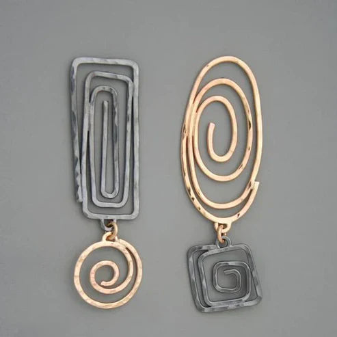 Gold and Silver Spiral Earrings