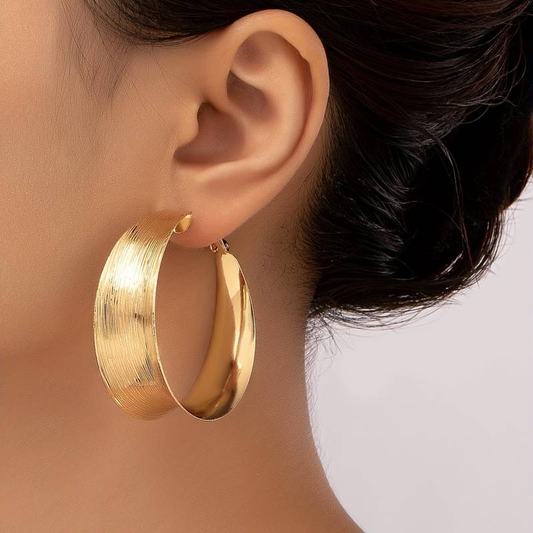 Golden Hollow Hoop Earrings