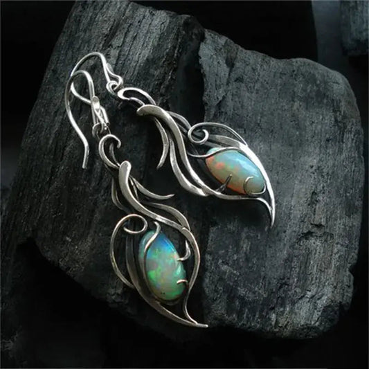 Earrings Made of Blue Opal in Silver