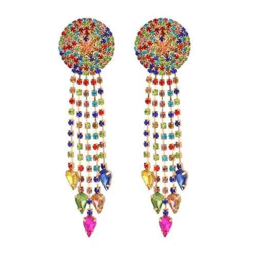 Multicolor Dangling Mandala Earrings
