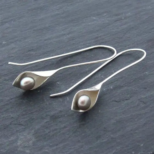 Silver Bead Dangle Earrings