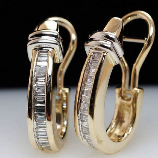 Inlaid Crystals Golden Earrings