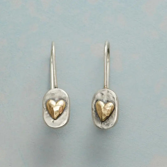 Golden Heart Earrings in Silver