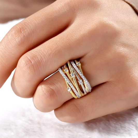 Golden Diamond Wrap Ring