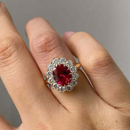Ruby Oval Crown Ring